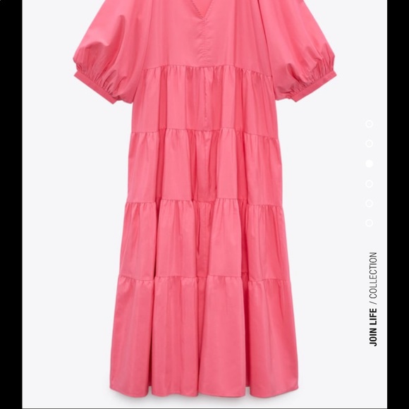 Zara tiered poplin dress neon fuschia - Picture 4 of 6